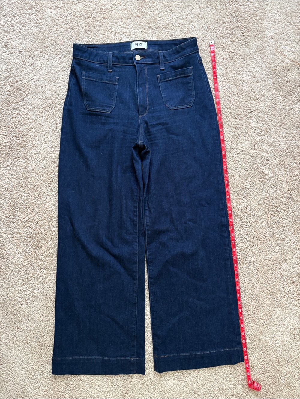 PAIGE Dark Indigo Wide-Leg Jeans 31